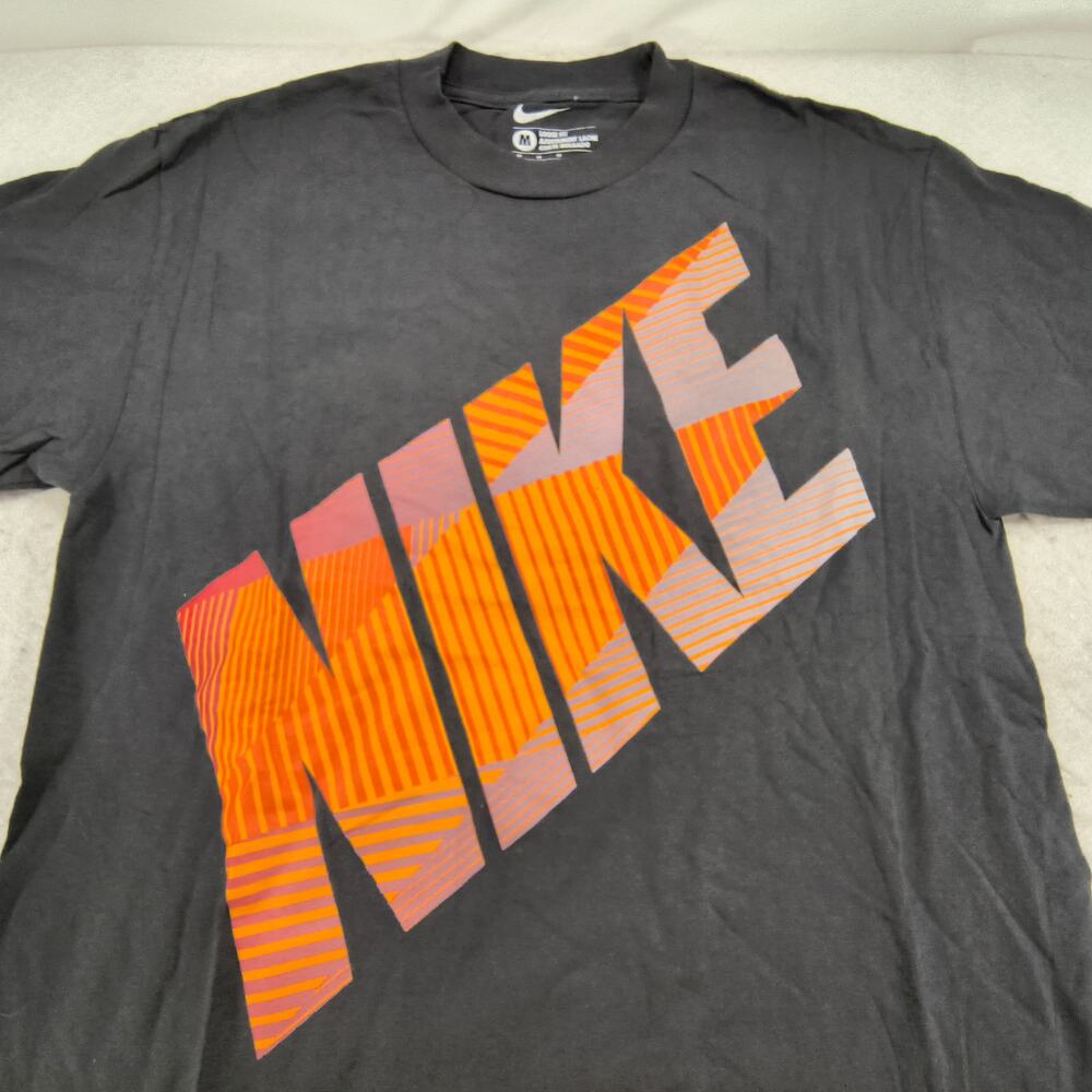 Nike Casual Crew Neck Short Sleeve Shirt Mens Size Medium M Gray Orange